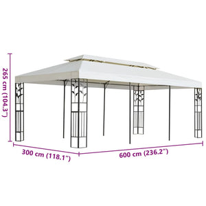 vidaXL Gazebo with Double Roof White 6x3 m Steel