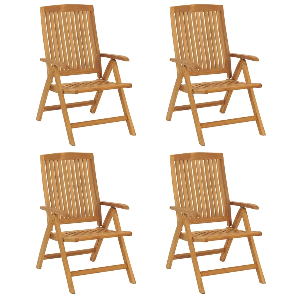 vidaXL Reclining Garden Chair | Set of 4 | Teak | Solid teak wood | Medium