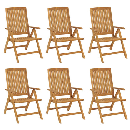 vidaXL Reclining Garden Chair | Set of 6 | Natural teak | Solid teak wood