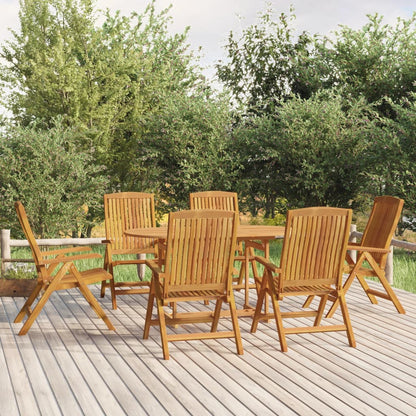 vidaXL Reclining Garden Chair | Set of 6 | Natural teak | Solid teak wood