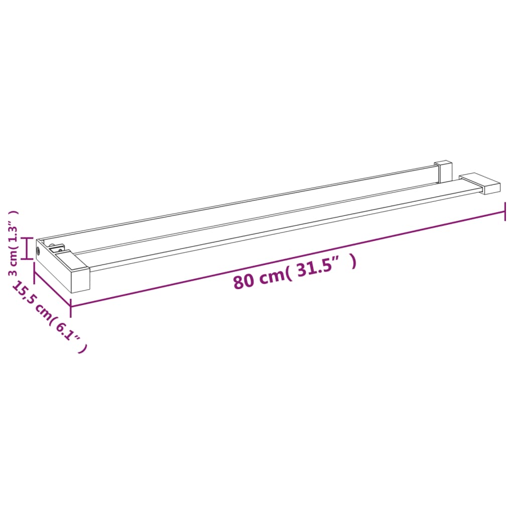 vidaXL Shower Shelf for Walk-in Shower Wall Black 80 cm Aluminium