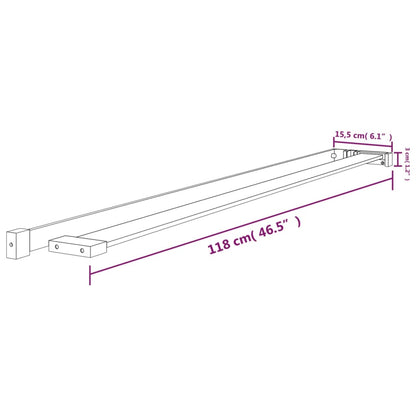vidaXL Shower Shelf for Walk-in Shower Wall Black 118 cm Aluminium