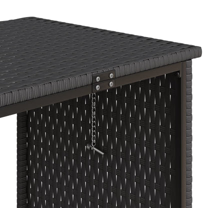 vidaXL Garden Sofa with Table and Cushions L-Shaped Black Poly Rattan