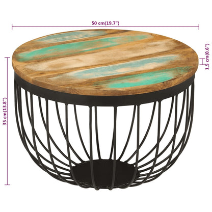 vidaXL Coffee Table Ø50x35 cm Solid Wood Reclaimed and Steel