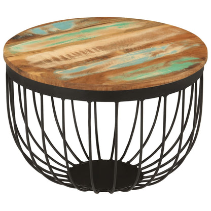 vidaXL Coffee Table Ø50x35 cm Solid Wood Reclaimed and Steel