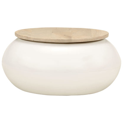 vidaXL Coffee Table White 51x51x27 cm Solid Wood Mango