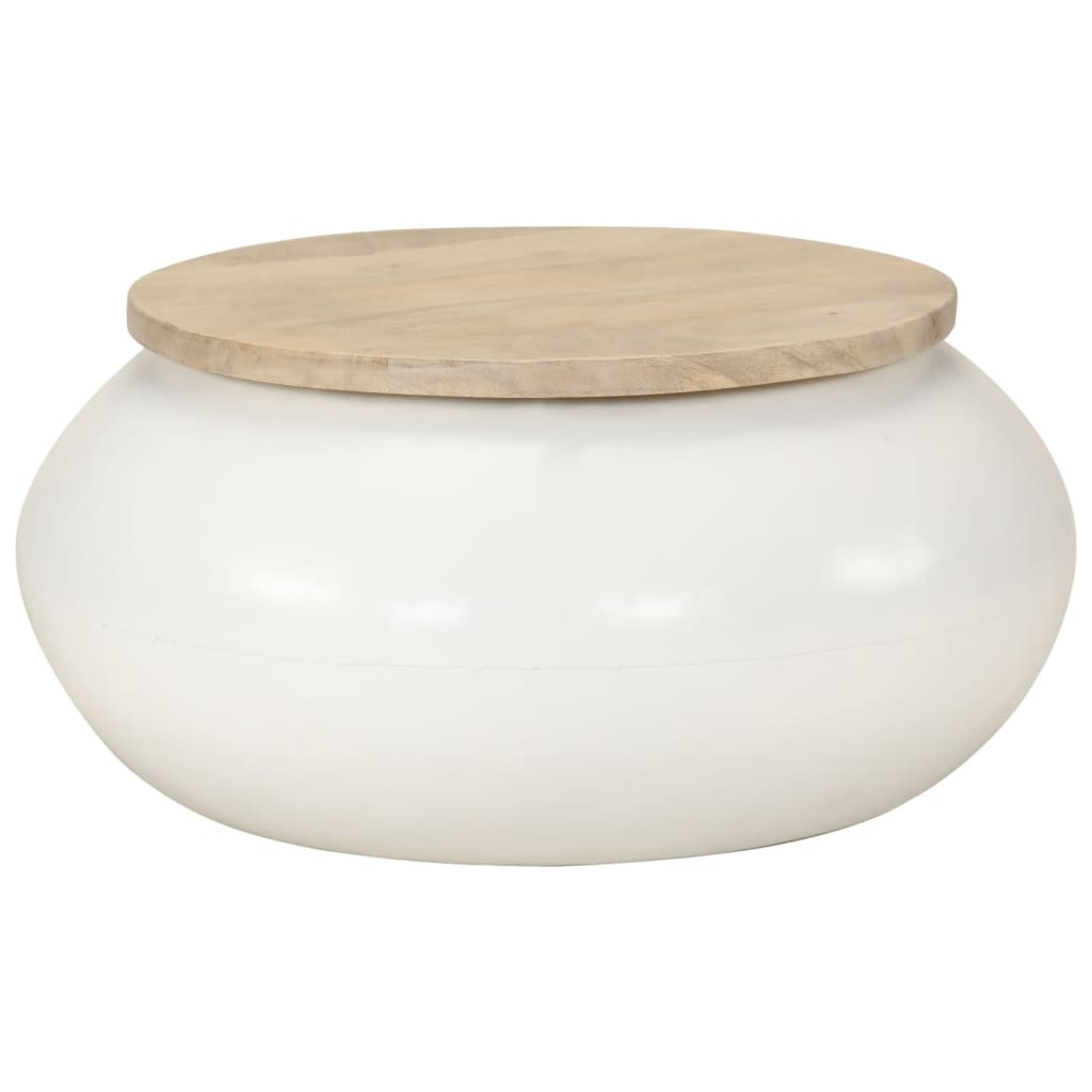 vidaXL Coffee Table White 51x51x27 cm Solid Wood Mango