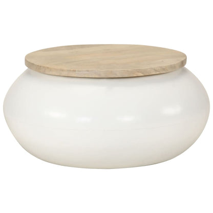 vidaXL Coffee Table White 51x51x27 cm Solid Wood Mango