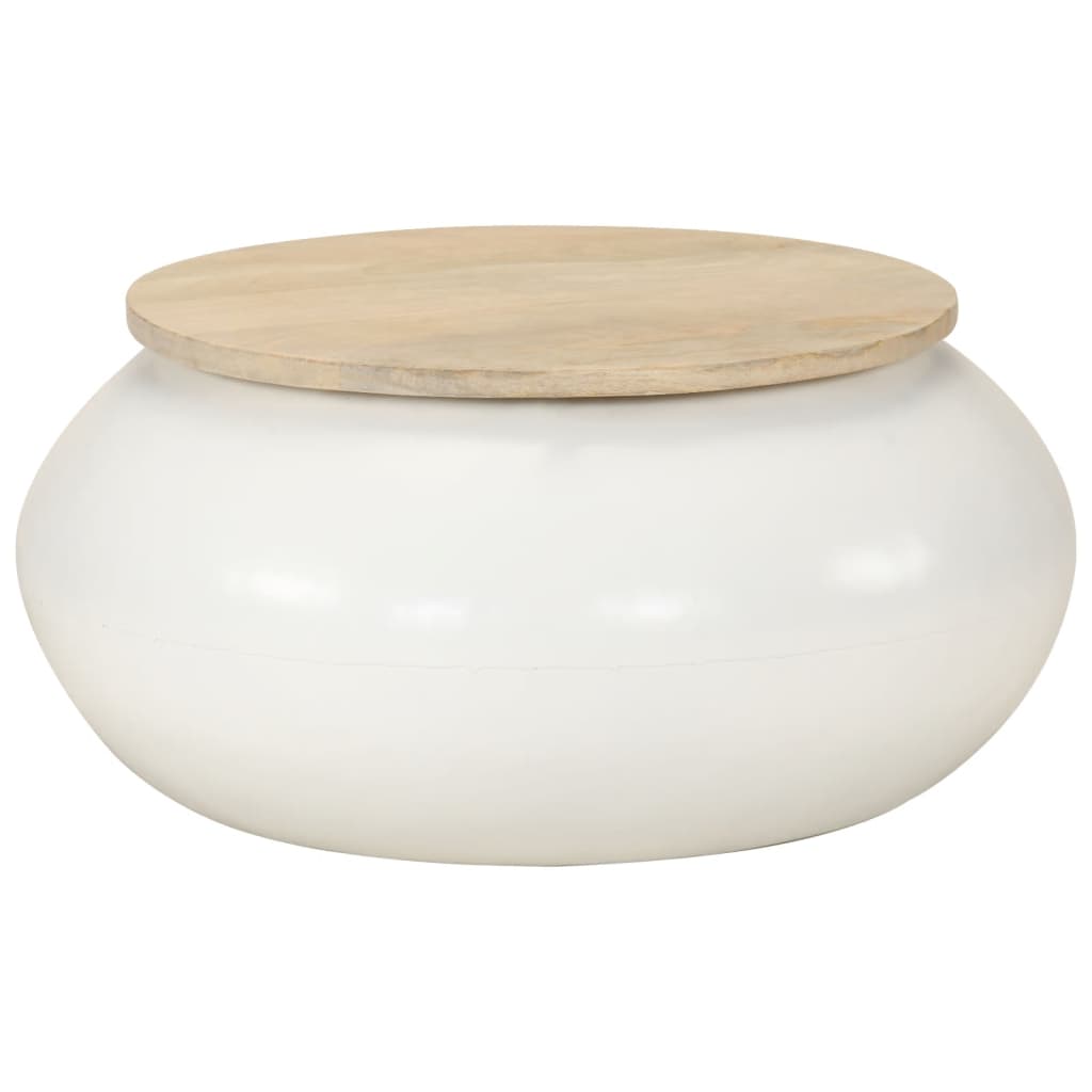 vidaXL Coffee Table White 51x51x27 cm Solid Wood Mango