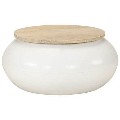 vidaXL Coffee Table White 51x51x27 cm Solid Wood Mango