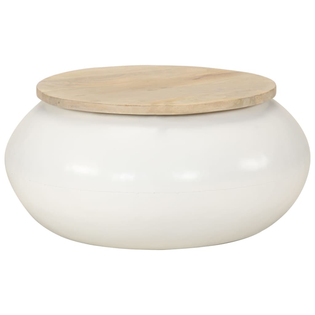 vidaXL Coffee Table White 51x51x27 cm Solid Wood Mango