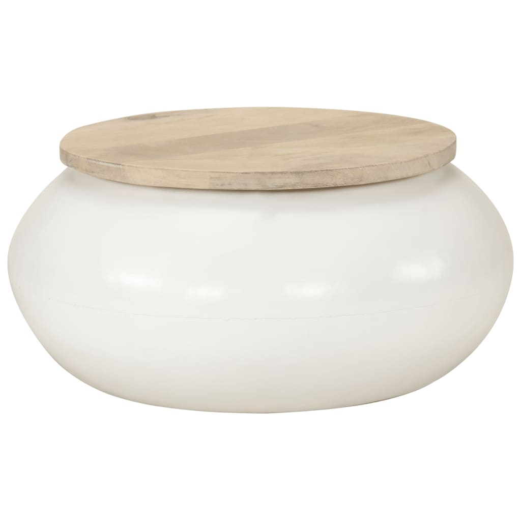 vidaXL Coffee Table White 51x51x27 cm Solid Wood Mango