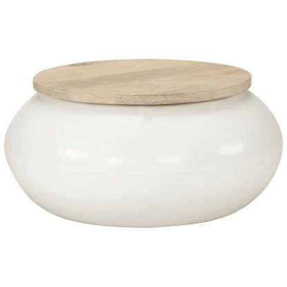 vidaXL Coffee Table White 51x51x27 cm Solid Wood Mango