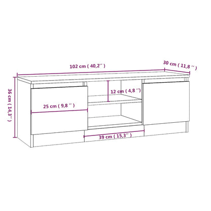 vidaXL TV Cabinet with Door Concrete Grey 102x30x36 cm