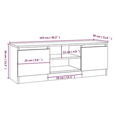 vidaXL TV Cabinet with Door Grey Sonoma 102x30x36 cm