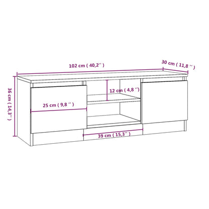 vidaXL TV Cabinet with Door Brown Oak 102x30x36 cm