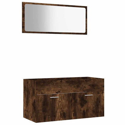 vidaXL 2 Piece Bathroom Furniture Set Smoked Oak Engineered Wood