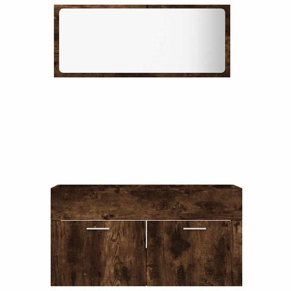 vidaXL 2 Piece Bathroom Furniture Set Smoked Oak Engineered Wood