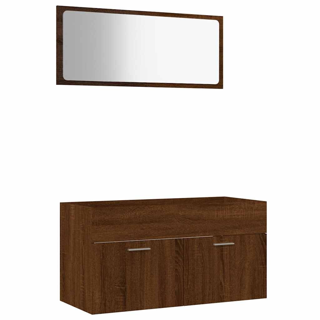 vidaXL 2 Piece Bathroom Furniture Set Brown Oak Engineered Wood