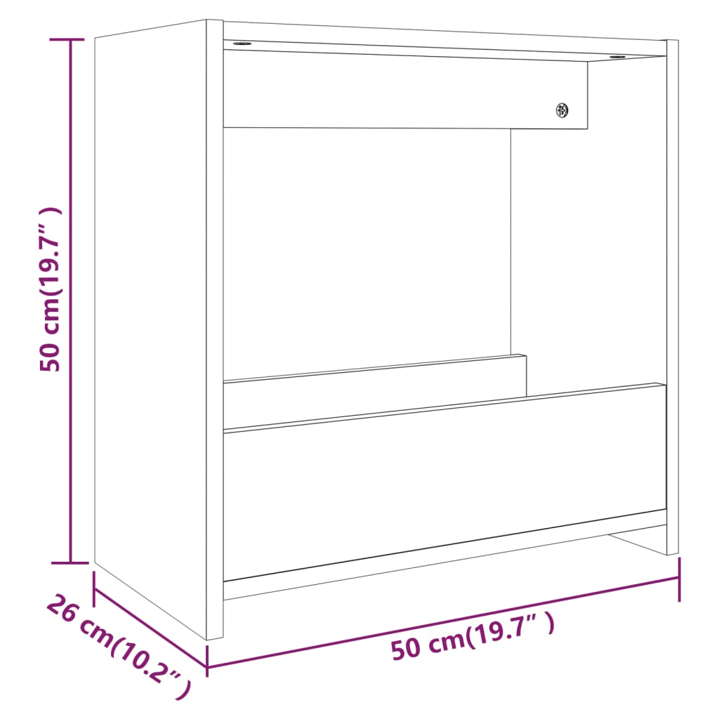 vidaXL Side Table Brown Oak 50x26x50 cm Engineered Wood