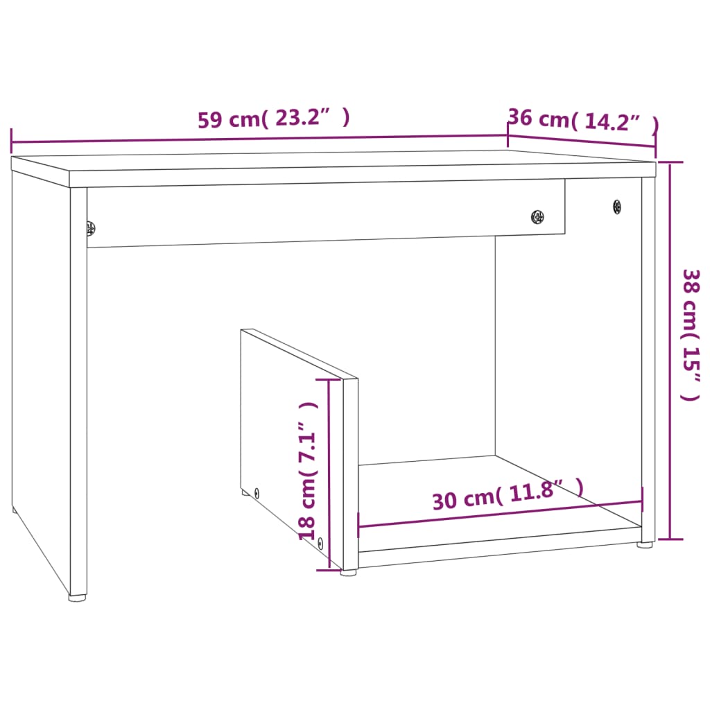 vidaXL Side Table Smoked Oak 59x36x38 cm Engineered Wood