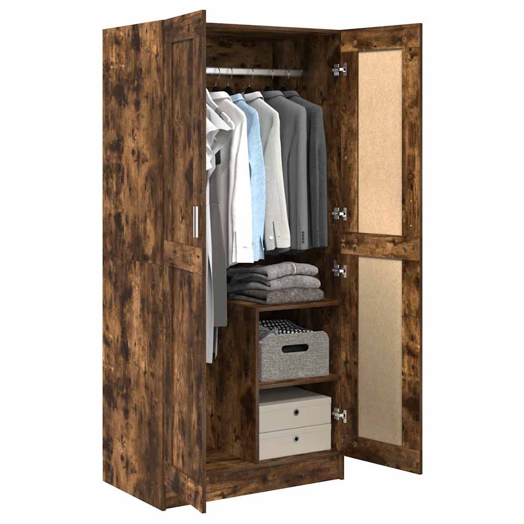 vidaXL Wardrobe Smoked Oak 82,5x51,5x180 cm Engineered Wood