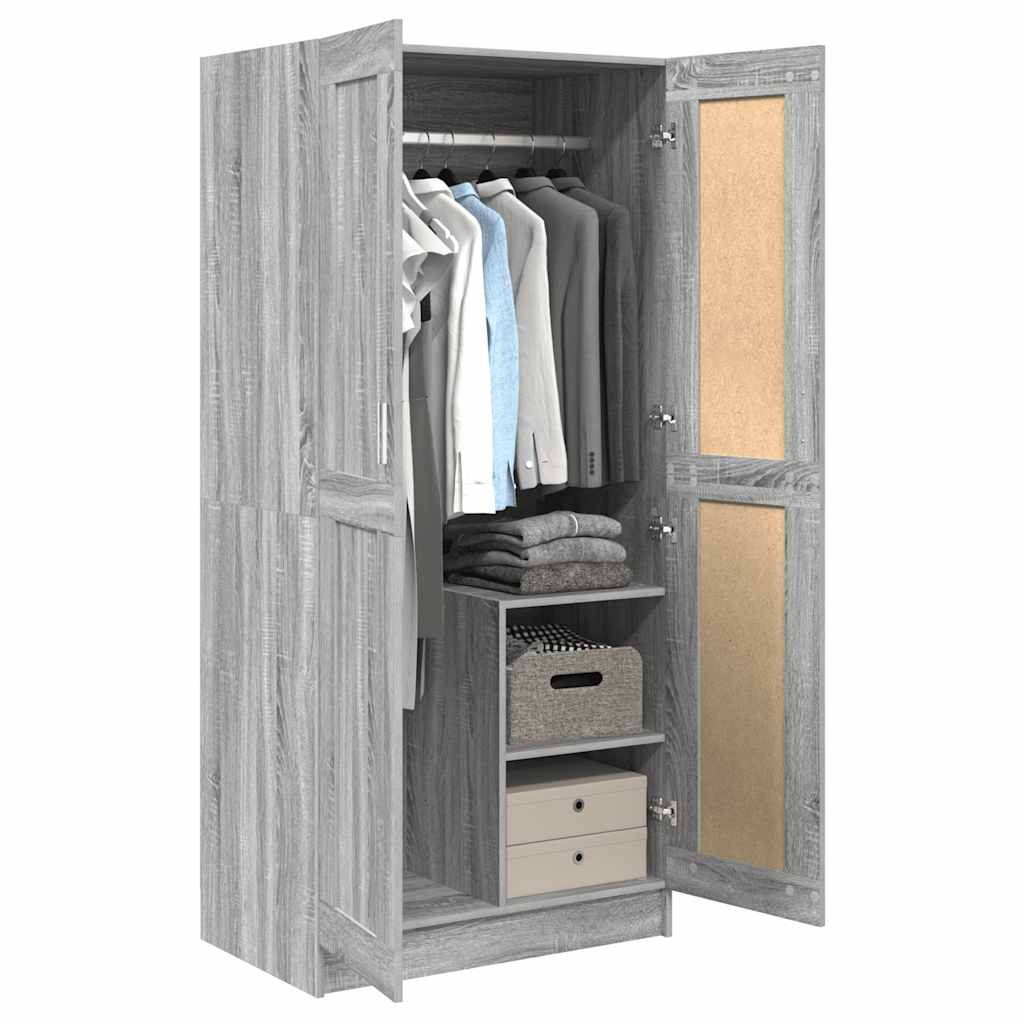 vidaXL Wardrobe Grey Sonoma 82,5x51,5x180 cm Engineered Wood