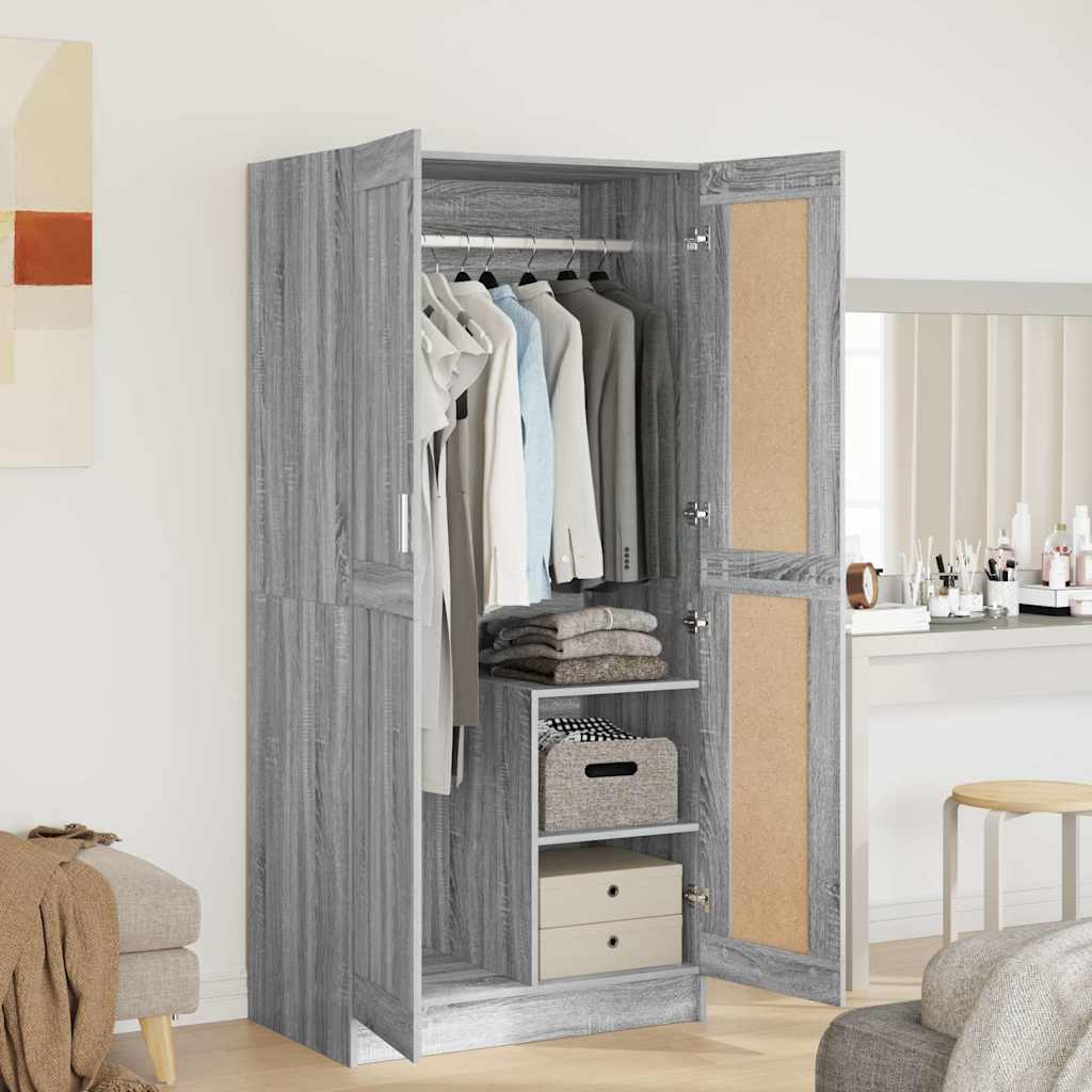vidaXL Wardrobe Grey Sonoma 82,5x51,5x180 cm Engineered Wood