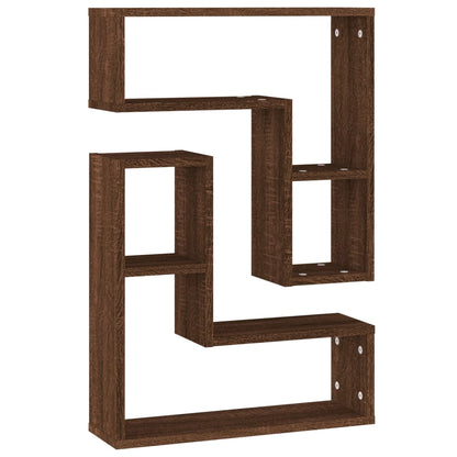 vidaXL Wall Shelves 2 pcs Brown Oak 50x15x50 cm Engineered Wood