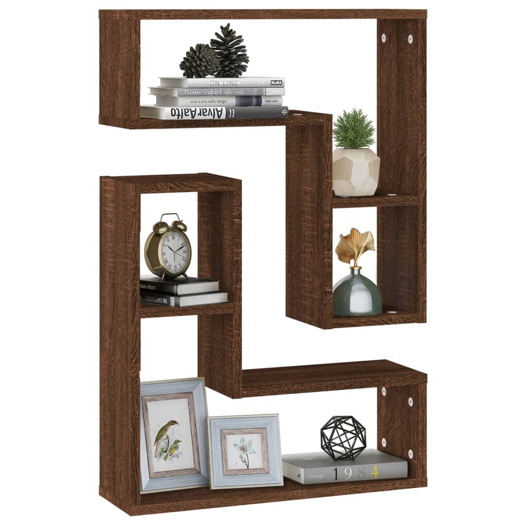 vidaXL Wall Shelves 2 pcs Brown Oak 50x15x50 cm Engineered Wood
