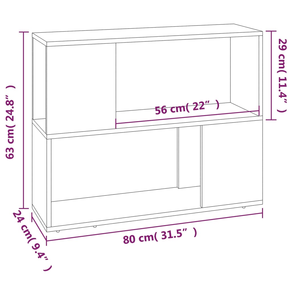 vidaXL Book Cabinet/Room Divider Smoked Oak 80x24x63 cm