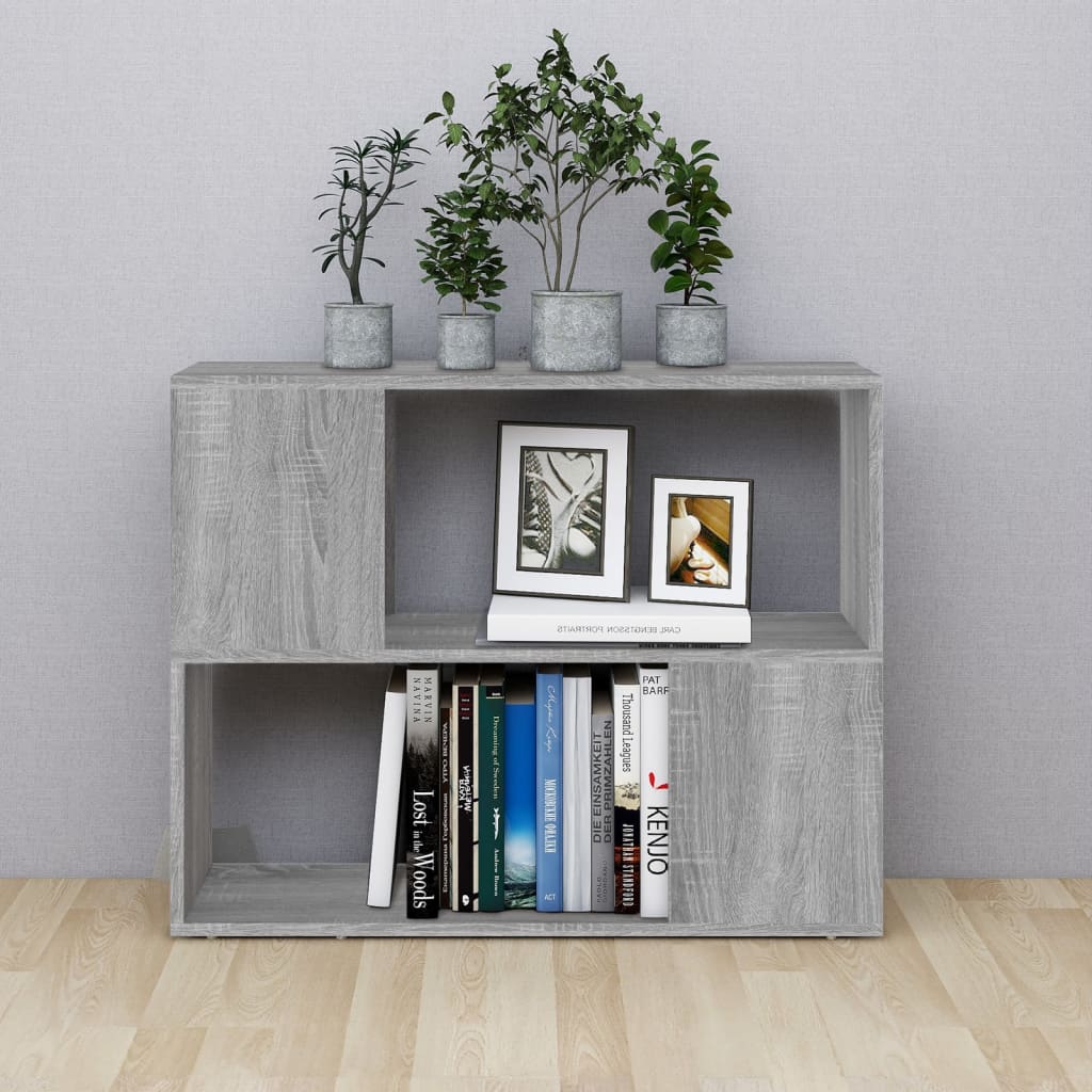 vidaXL Book Cabinet/Room Divider Grey Sonoma 80x24x63 cm