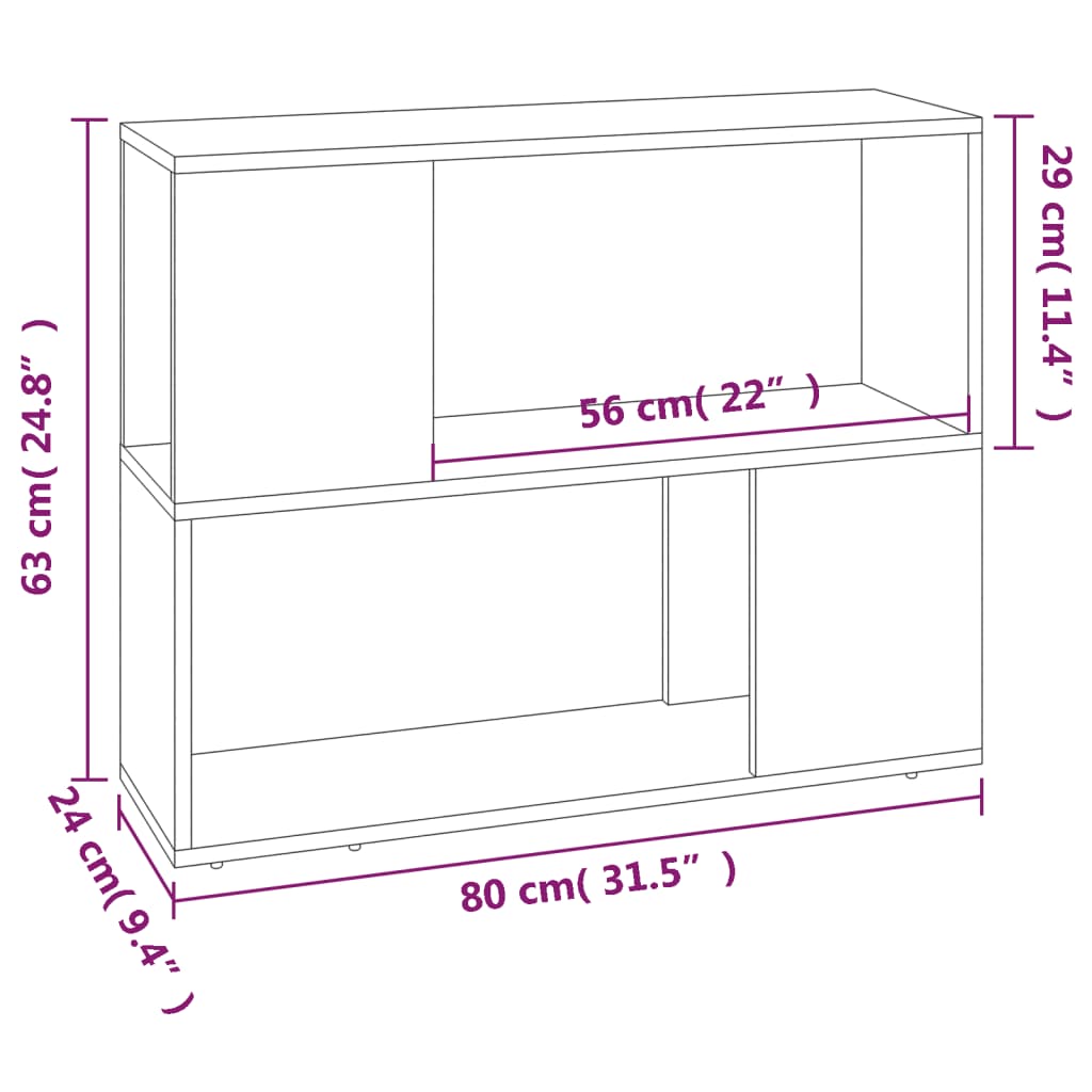 vidaXL Book Cabinet/Room Divider Grey Sonoma 80x24x63 cm