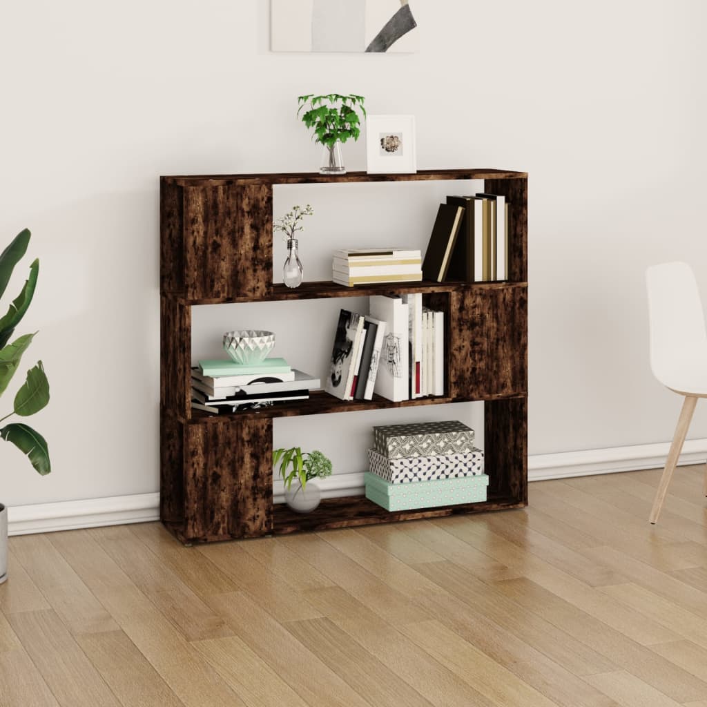 vidaXL Book Cabinet/Room Divider Smoked Oak 100x24x94 cm