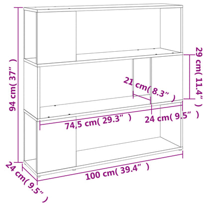 vidaXL Book Cabinet/Room Divider Smoked Oak 100x24x94 cm