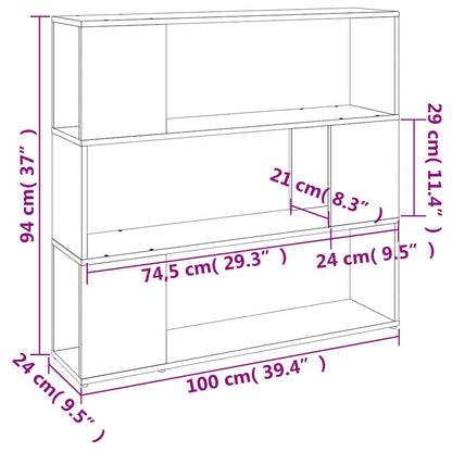vidaXL Book Cabinet/Room Divider Smoked Oak 100x24x94 cm