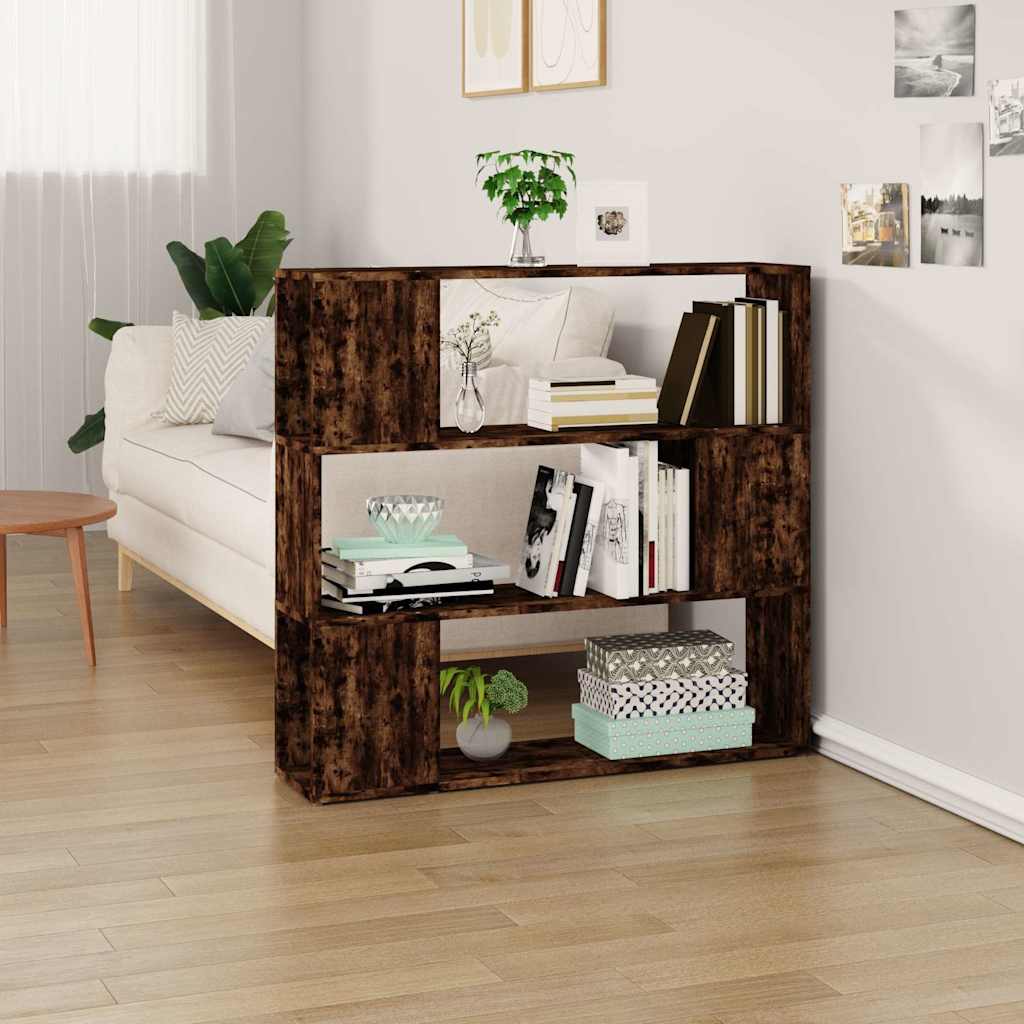 vidaXL Book Cabinet/Room Divider Smoked Oak 100x24x94 cm