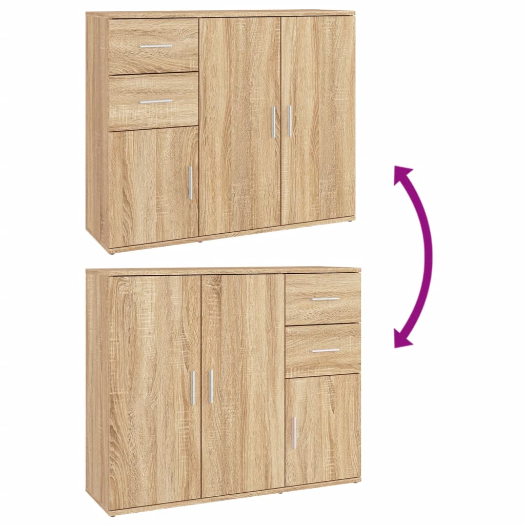 vidaXL Sideboard Sonoma Oak 91x29.5x75 cm Engineered Wood