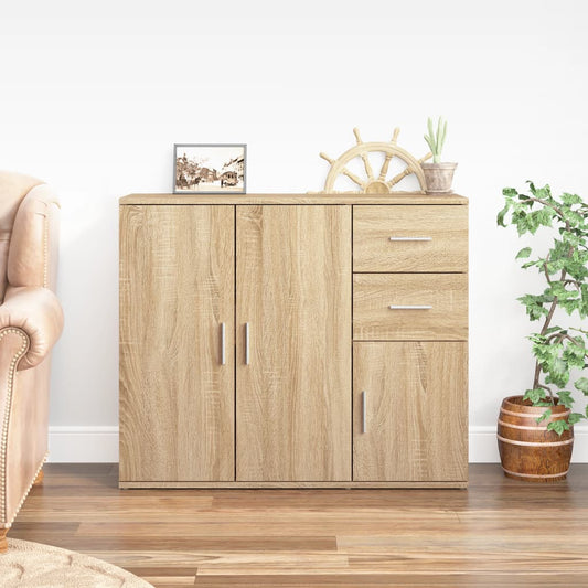 vidaXL Sideboard Sonoma Oak 91x29.5x75 cm Engineered Wood