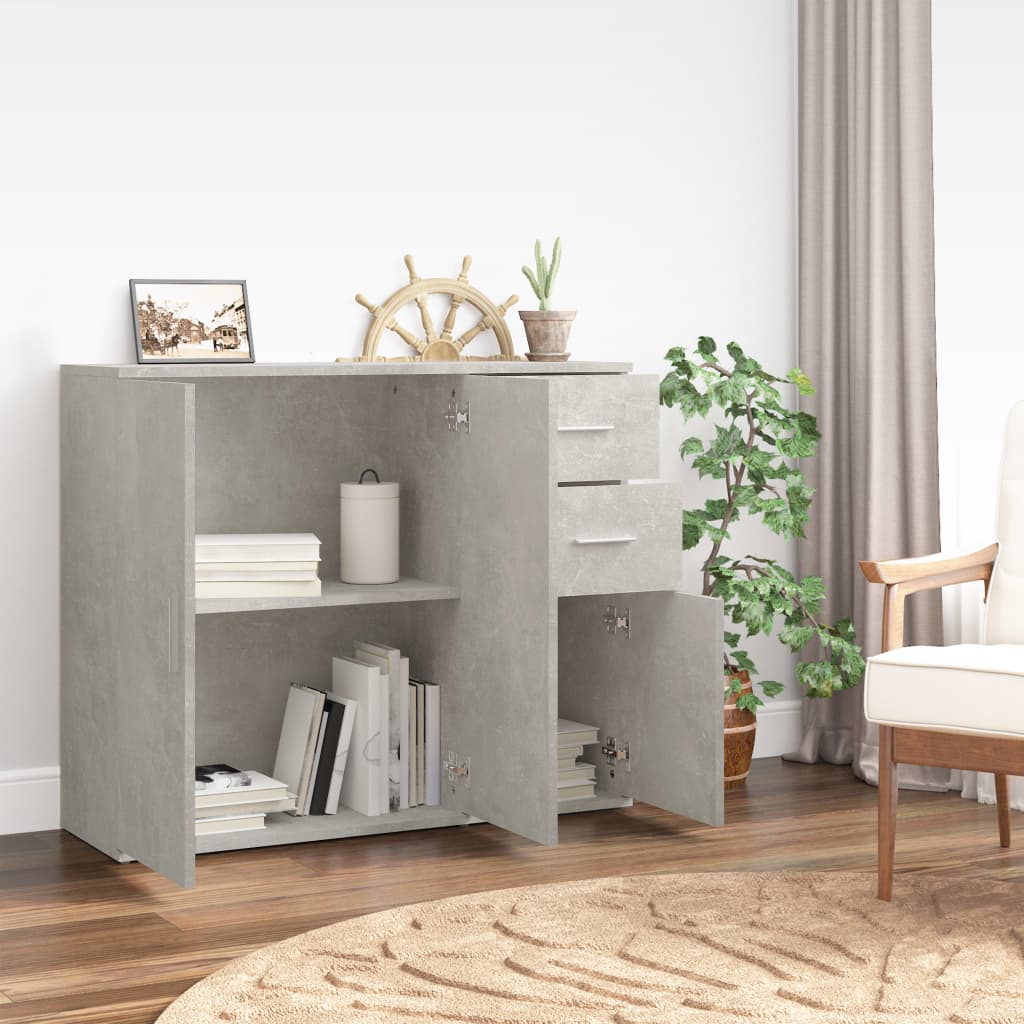 vidaXL Sideboard Concrete Grey 91x29,5x75 cm Engineered Wood