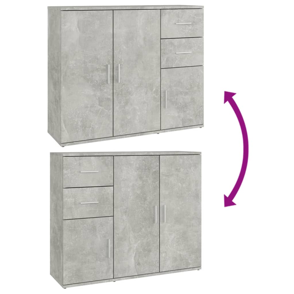 vidaXL Sideboard Concrete Grey 91x29,5x75 cm Engineered Wood