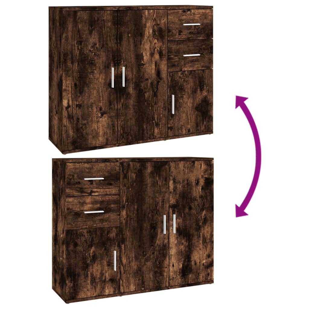 vidaXL Sideboard Smoked Oak 91x29,5x75 cm Engineered Wood