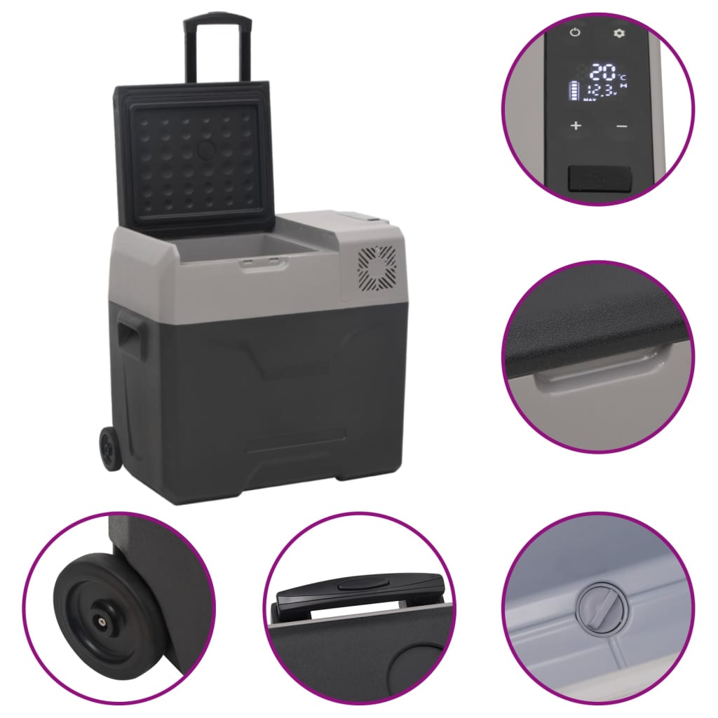 vidaXL Cool Box with Wheel and Handle Black&Grey 30 L Polypropylene (UK/IE only)