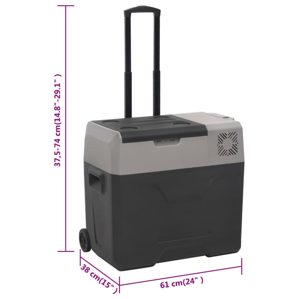 vidaXL Cool Box with Wheel and Handle Black&Grey 30 L Polypropylene (UK/IE only)