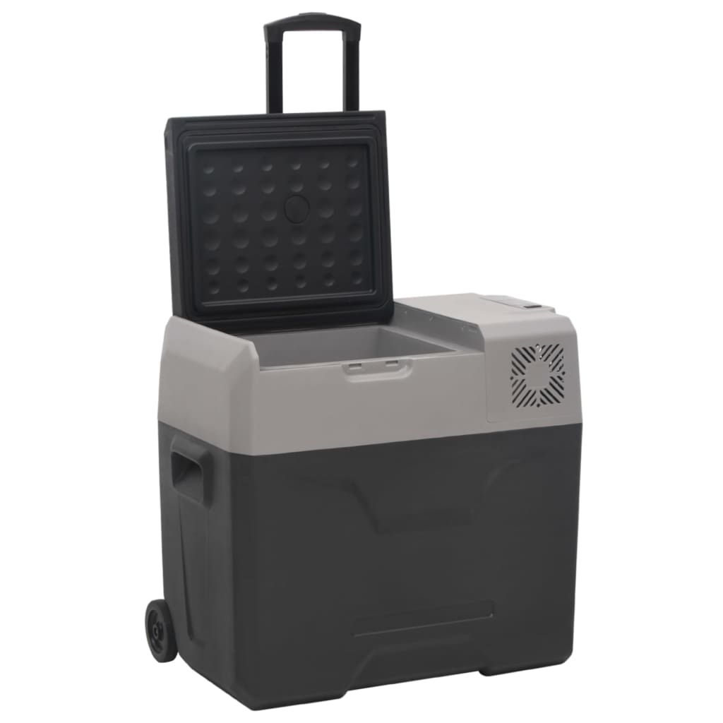 vidaXL Cool Box with Wheel and Adapter Black&Grey 30 L Polypropylene (UK/IE Only)