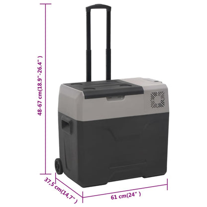 vidaXL Cool Box with Wheel and Handle Black&Grey 40 L Polypropylene (UK/IE only)