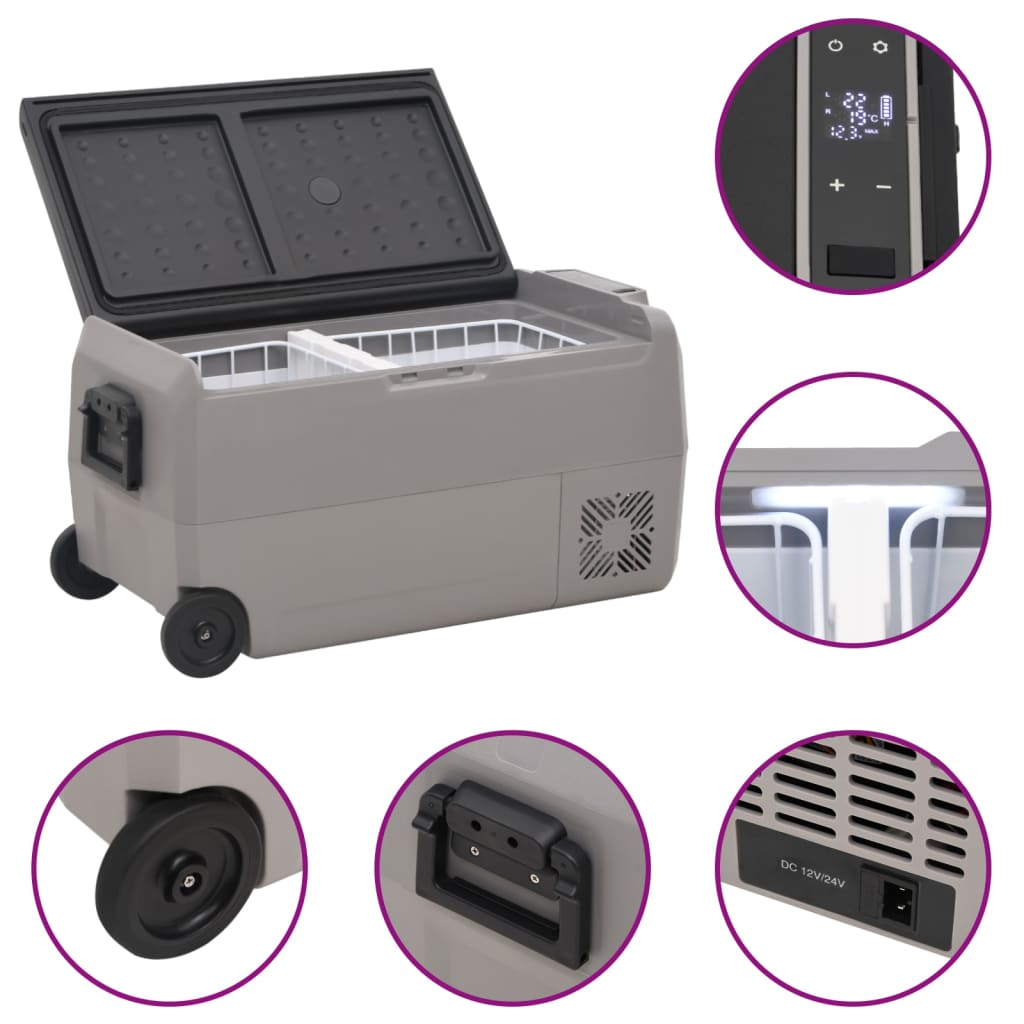 vidaXL Cool Box with Wheel and Handle Black&Grey 36 L PP&PE (UK/IE only)