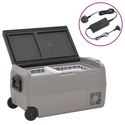 vidaXL Cool Box with Wheel and Adapter Black & Grey 50 L PP & PE