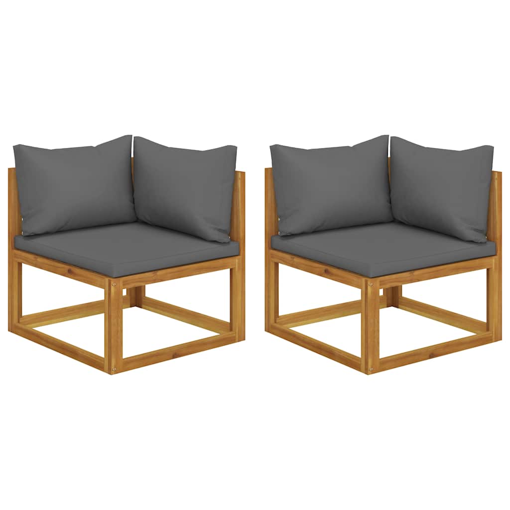 vidaXL Sectional Corner Sofas 2 pcs with Cushions Solid Wood Acacia