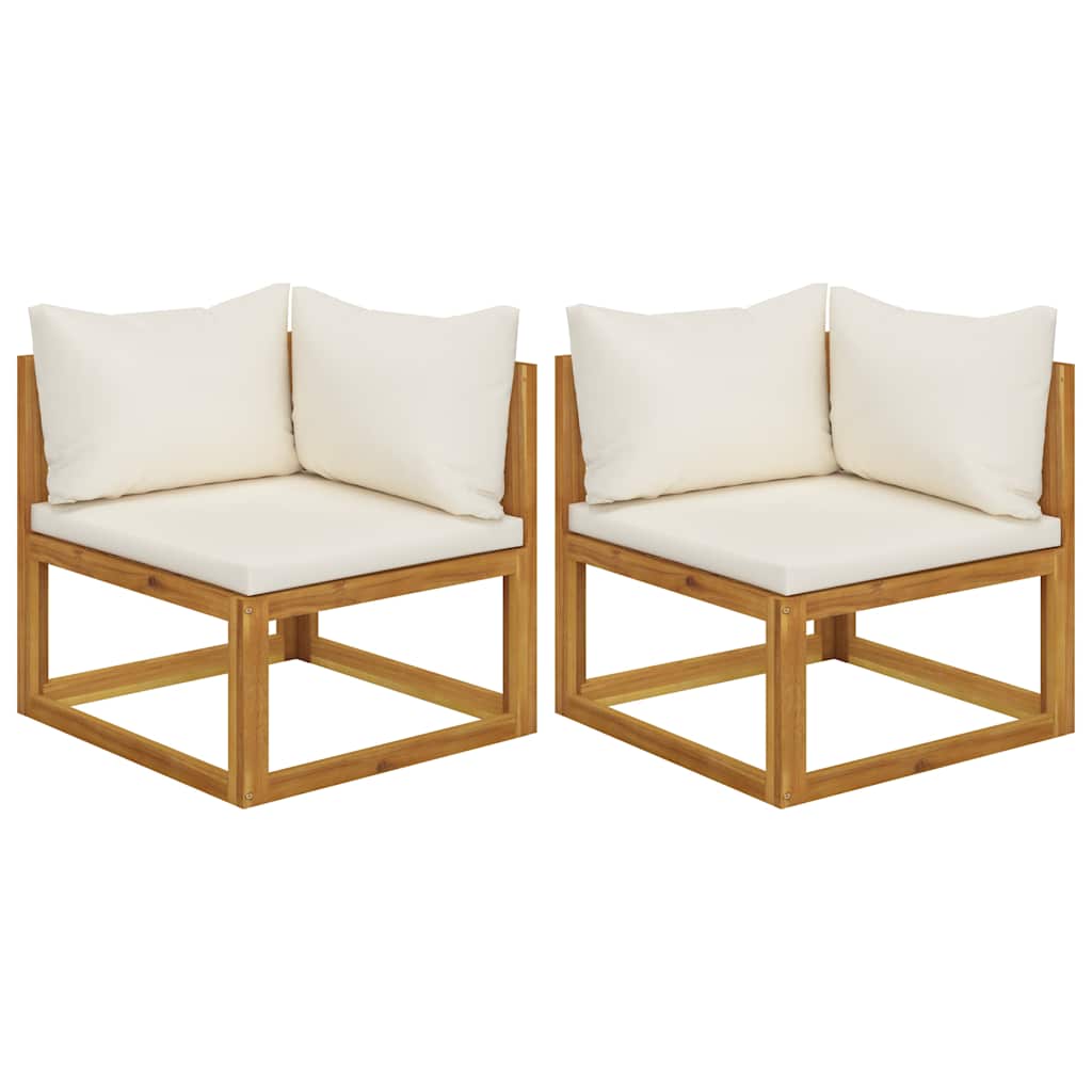 vidaXL Sectional Corner Sofas 2 pcs with Cushions Solid Wood Acacia